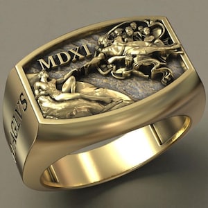 Creation of Adam Signet Ring: Michelangelo Renaissance Jewelry