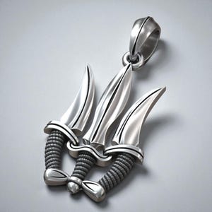 Tryzub Trident Necklace in Solid Silver – Handmade Ukrainian Warrior Pendant, Cossack Heritage Amulet, Sword Symbol Gift for Him or Her
