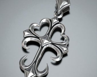 Templar Cross Pendant: Gothic Sterling Silver - 38mm Handmade