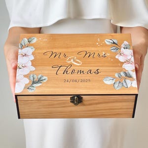 Engraved Keepsake Box – Personalized Wooden Memory Box Gift for Couple, Birthday or Wedding Gift, Custom Box for Love Letters & Photos