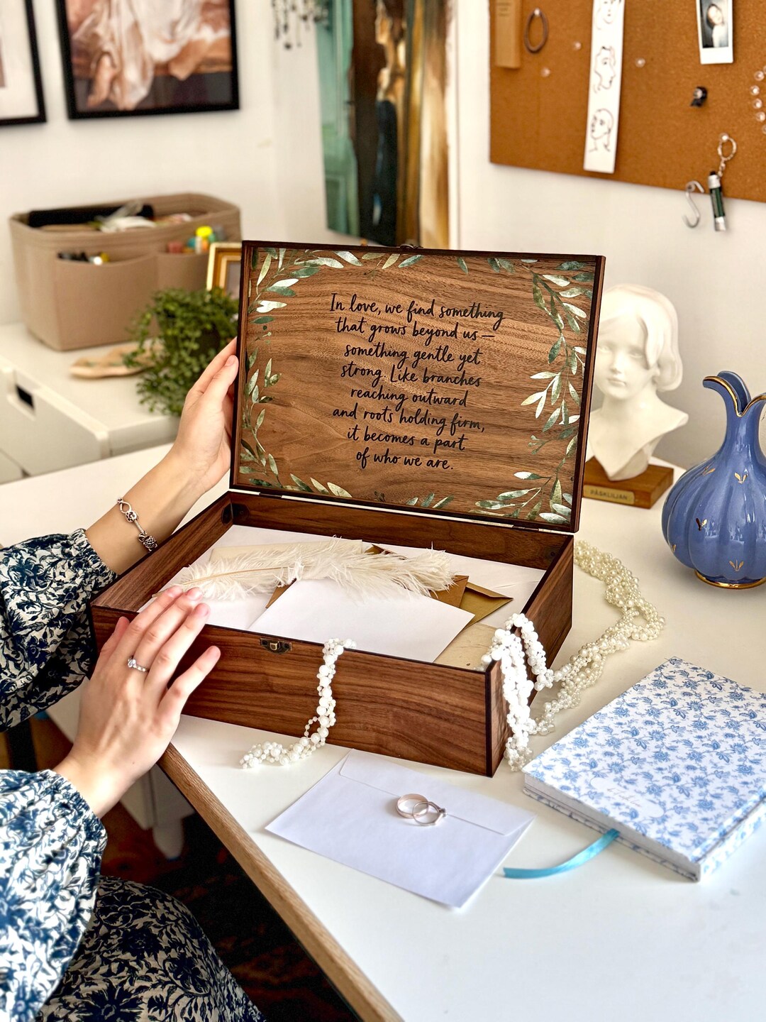 Rustic Wedding Card Box, Personalized Wooden Keepsake Memory Box ...