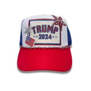 Trump 2024 Campaign Trucker Hat With Chain, Trump Vance ‘24 Trucker Hat, MAGA, Political, Patriotic