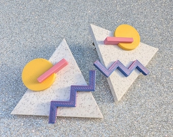 Geometric Triangle Jazz Earrings: 80s Retro Jewelry