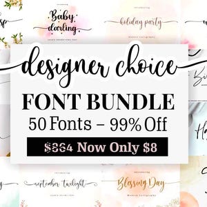 50+ Handwritten Script Font Bundle: Wedding Calligraphy, Swashes & Tails
