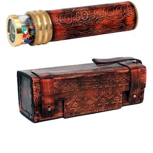 Brass Handmade Kaleidoscope Telescope With Leather Case Liquid Kaleidoscope Personalized Kaleidoscope, Birthday Gift, Christmas gift