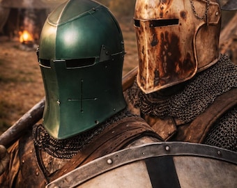 Capacete Barbuta Vestível: Capacete de Aço para Cavaleiro Medieval com Viseira Removível