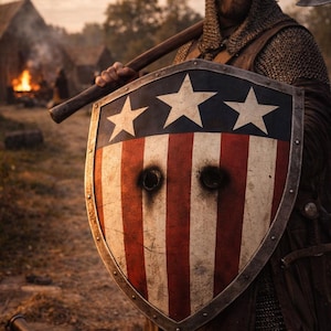 Mittelalterliches Captain America Schild: Kreuzritter Cosplay, LARP, Wanddeko Bild 1