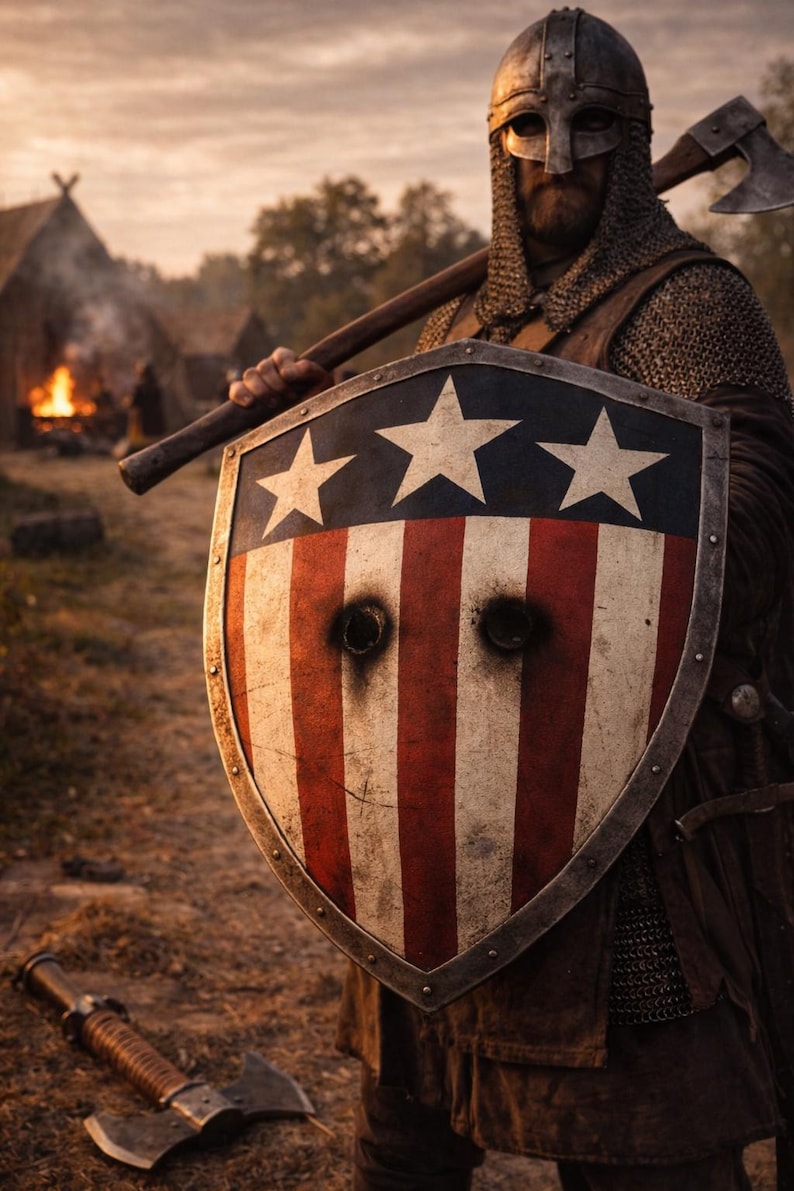 Mittelalterliches Captain America Schild: Kreuzritter Cosplay, LARP, Wanddeko Bild 1