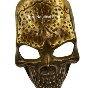 Antique Finish Aluminum Skull Mask: Halloween Horror Face Mask