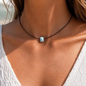 Larimar Edelstein Halskette, verstellbar, Boho Schmuck, Ethno Schmuck, Jahrestag Geschenk, Geburtstagsgeschenk, Freundschaftskette, Choker