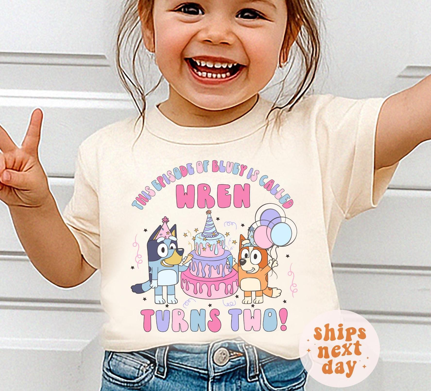 Personalized Blue Birthday Girl Shirt Custom Blue Birthday Girl Shirt Blue Dog Birthday Tshirt Blue Dog Birthday Party Shirt Birthday Outfit