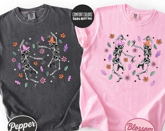 Dancing Skeleton Shirt Funny Skeleton Halloween Shirt Women's Halloween Comfort Colors® Shirt Halloween Party Shirt Spooky Season Shirt Gift