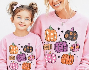 Pumpkin Sweatshirt Halloween Shirt Preppy Halloween T-shirt Girly Pumpkin Patch Shirt Spooky Season Shirt Girls Halloween Toddler Shirt Kids