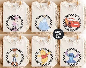 Custom Disney All Characters Shirt Checkered Retro Disney Shirt Mickey And Friends Shirt Toy Story Matching WDW Disneyland Trip Family Shirt