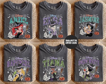 Retro Disney Princess Halloween Shirt Spooky Princess Magic Kingdom Comfort Colors® Shirt Matching Disney Princess Girls Trip Group Shirts