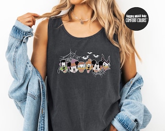 Mickey & Friends Halloween Tank Top Retro Disneyland Halloween Crop Top Mickey's Not So Scary Party Comfort Colors® Tank Top Disney Boxy Tee