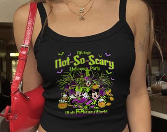 Disney Halloween Cropped Tank Top Halloween Mickey And Friends Baby Tee Disney Nightmare On Main Street Disney Mickeys Not So Scary Crop Top