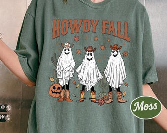 Western Halloween Shirt Howdy Fall Shirt Cowboy Ghost Shirt Howdy Halloween Comfort Colors® Shirt It's Fall Y'all Halloween Cowgirl Shirt