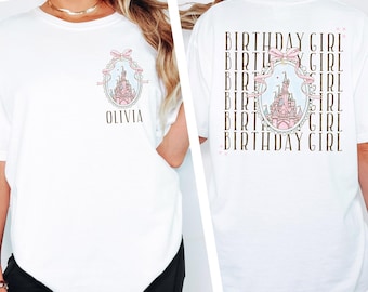 Disney Birthday Girl Shirt Custom Birthday Shirt Castle Shirt Coquette Disneyland Shirt Girls Disney World Shirt Disney Birthday Trip Shirt