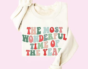 The Most Wonderful Time Of The Year Christmas Sweatshirt Holiday Sweaters For Women Christmas Retro Holiday Crewneck Matching Kids Toddler