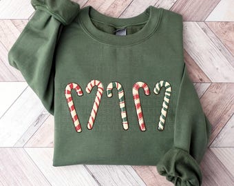 Christmas Sweatshirt Womens Christmas Sweater Candy Cane Shirt Christmas Crewneck Holiday Sweaters Winter Matching Kids Sweatshirt Toddler