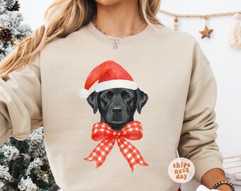 Christmas Labrador Retriever Sweatshirt Santa Paws Christmas Dog Sweatshirt Black Lab Dog Mom Gift Dog Lover Sweatshirt Custom Dog Breed