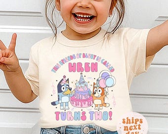 Personalized Blue Birthday Girl Shirt Custom Blue Birthday Girl Shirt Blue Dog Birthday Tshirt Blue Dog Birthday Party Shirt Birthday Outfit