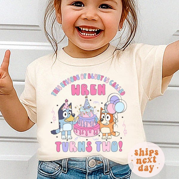 Personalized Blue Birthday Girl Shirt Custom Blue Birthday Girl Shirt Blue Dog Birthday Tshirt Blue Dog Birthday Party Shirt Birthday Outfit