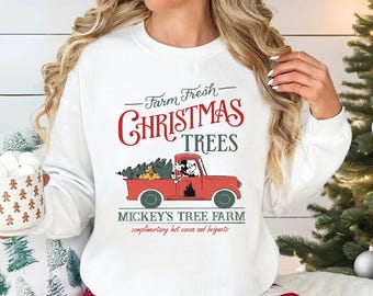 Retro Christmas Disney Sweatshirt Mickey's Farm Fresh Christmas Trees Sweatshirt Mickey's Very Merry Christmas Disney Xmas Trip Sweatshirts