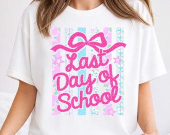 Striped Last Day Of School Shirt Coquette Floral Tee Trendy Ditsy Floral Teacher Summer Shirt School's Out For Summer Tee Class Dismissed