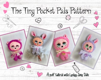 Instant Digital Download PDF Tutorial Sewing Pattern Class Tiny Miniature Mouse Rabbit Kitten Bear Softie Plush