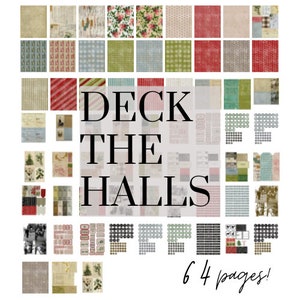 Deck The Halls Vintage Tradicional Navidad Kit de papel digital Scrapbooking Crafts Planner Art Journaling Collage Comercial 64 páginas PDF