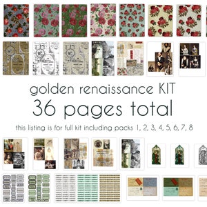 Golden Renaissance Vintage CHRISTMAS Angel Digital Paper kit Scrapbooking Crafts Planner Art Journaling Collage 38 páginas y 168 piezas PDF