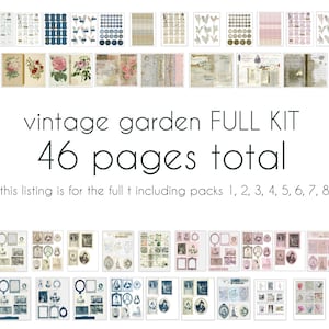 Kit de papel y Ephemera imprimible floral vintage DESCARGA INSTANTE Kit completo Pdf 46 páginas, Scrapbooking, Diario basura, Fabricación de tarjetas, Suministros