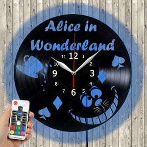 Alice in Wonderland Clock Vinyl Record Wall Clock Alice in Wonderland Clock Art Decor Home Unique Design Clock Original Gift for Alice Lover