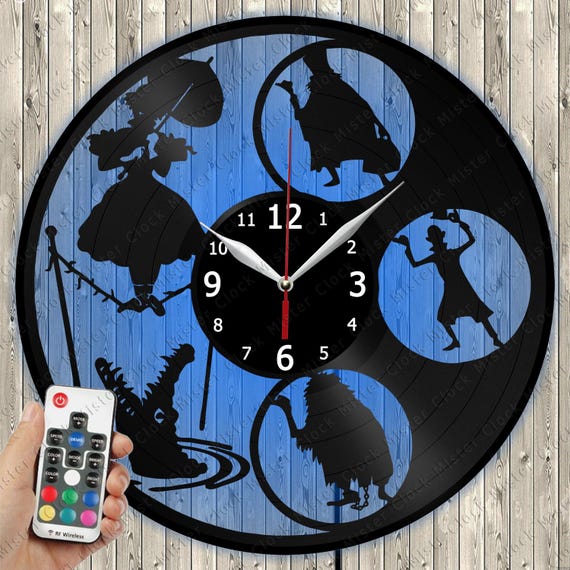 ホーンテッドマンション時計 ビニールレコード壁掛け時計 映画フィルム