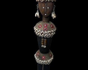 ナムジ人形 40cm 16インチ 赤、豊穣の人形、ナムジ人形、カメルーン