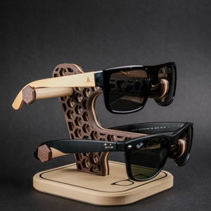 3D Printed Sunglasses Stand | Modern Hexagon Eyewear Display