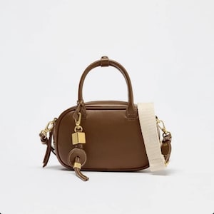 Mini Topstitched Crossbody Bag: Vintage Style Small Shoulder Bag