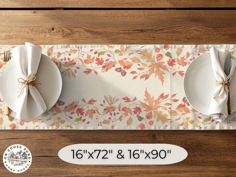 Paper Table Runner Fall Fall Table Runner Watercolor Autumn Leaves Table Decor Elegant ...