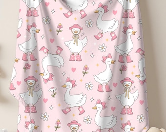 Silly Goose Blanket - Funny Goose Baby Blanket - Goose Nursery Decor - Whimsical Baby Girl Minky Blanket - Cute Baby Girl Blanket