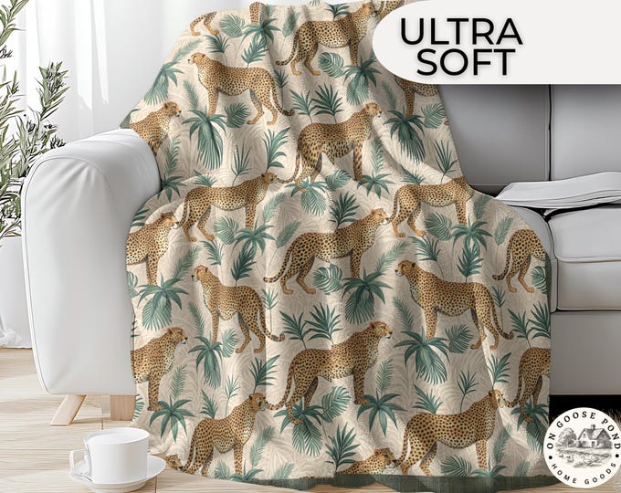 Cheetah Print Minky Blanket: Boho African Decor Throw