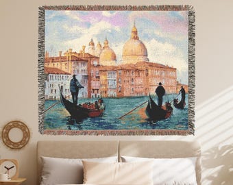 Venice Italy Tapestry Blanket: Woven Cotton Italian Wall Art