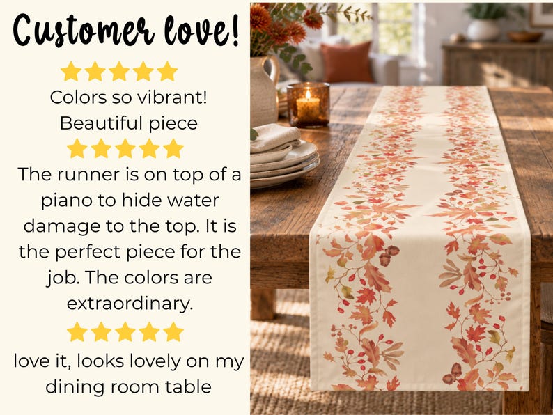 Paper Table Runner Fall Fall Table Runner Watercolor Autumn Leaves Table Decor Elegant ...