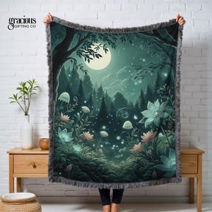 Mystical Forest Wall Tapestry Blanket, Forest Woven Wall Hanging, Nature Tapestry, Forestcore Woven Blanket, Enchanted Forest Decor Art