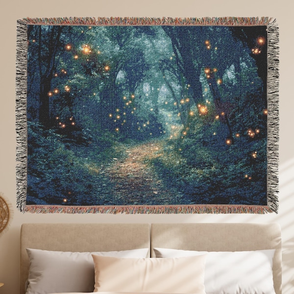 Magical Woodland Art Tapestry - Cozy Woven Throw - Enchanted Forest Art - Mystical Throw - Nature Wall Hanging