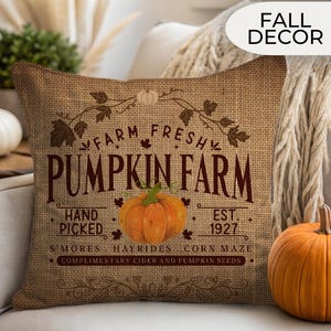 Fall Pumpkin Patch Pillow Cover - Primitive Fall Farmhouse Pillow - Rustic Thanksgiving Decor -Vintage Pumpkin Pillow