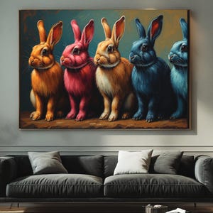 Colorful Bunny Canvas Print: Whimsical Animal Wall Art