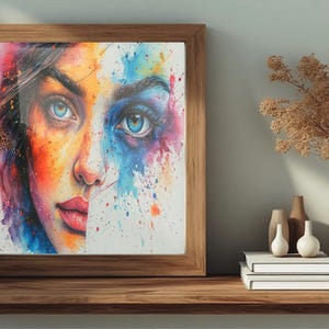 Vibrant Canvas Art: Colorful Portrait Wall Decor - Made in USA