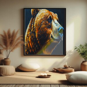 Majestic Bear Canvas Print: Wildlife Portrait, Rustic Home Decor